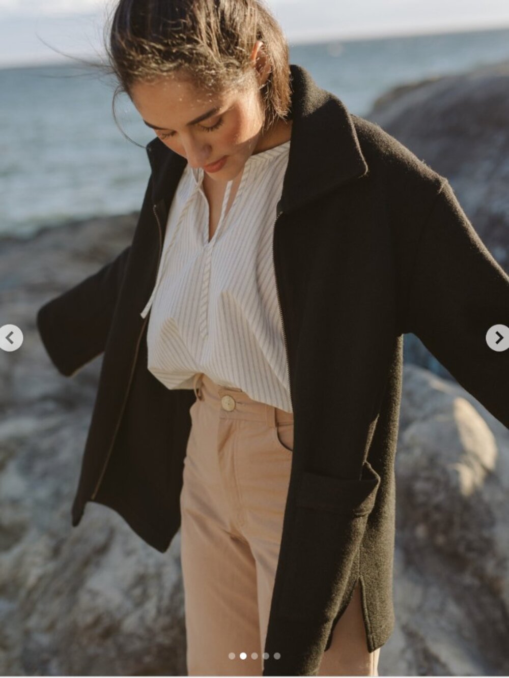 Harly Jae Roam Coat | 100% Wool Oversized Zip Coat | Black - Picture 6 of 6